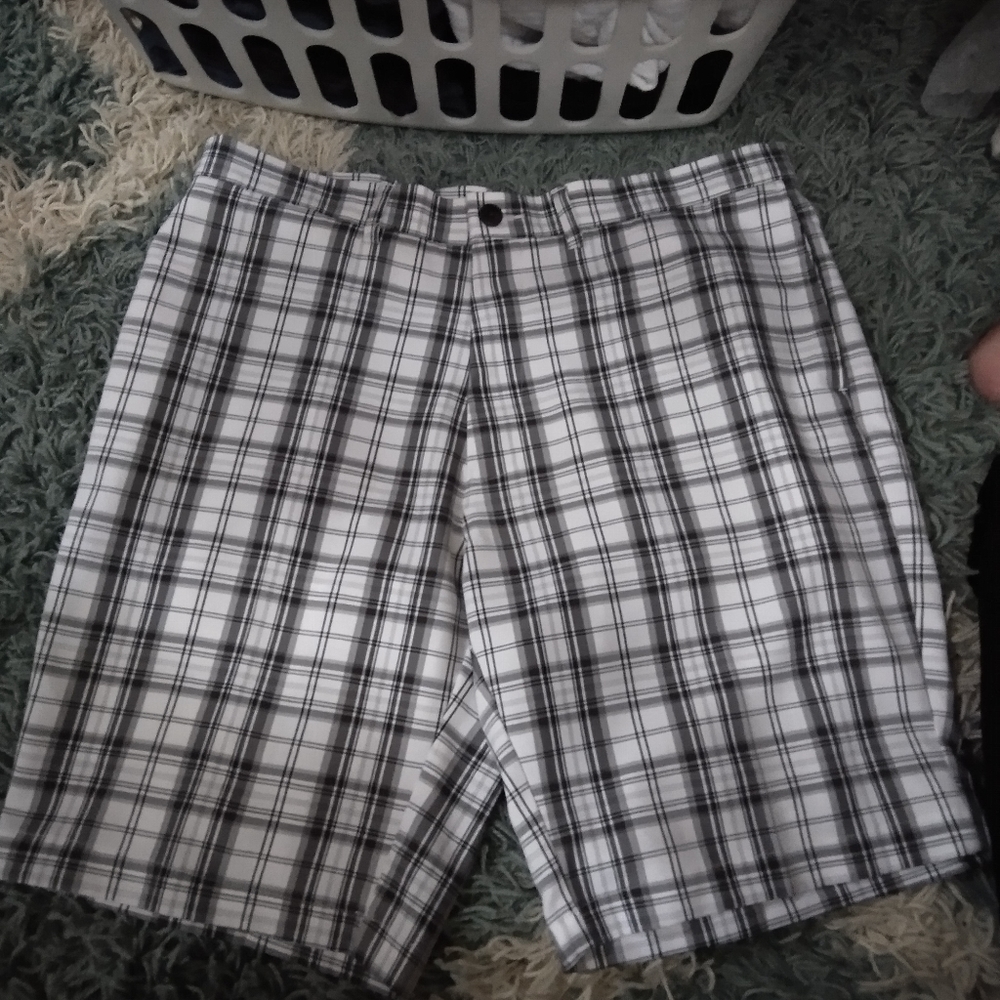 Plaid golf shorts